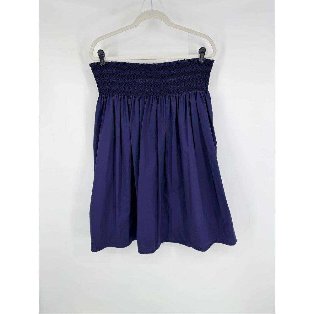 NWOT Vineyard Vines Made in Italy Smocked Waist Skirt NavyBlue Size Large Preppy